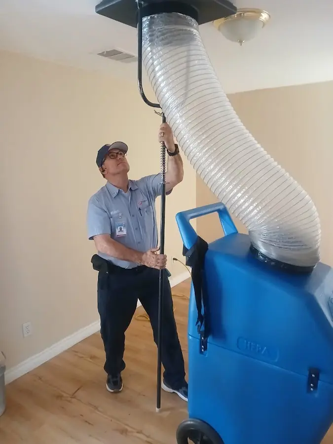 Mini Split Installation technician using HEPA equipment in Trussville